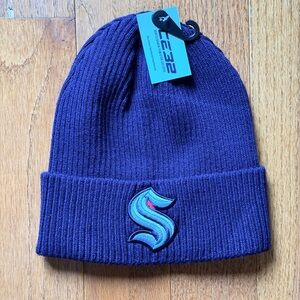 NWT Seattle Kraken Logo Navy Cuffed Knit Beanie Hat OS